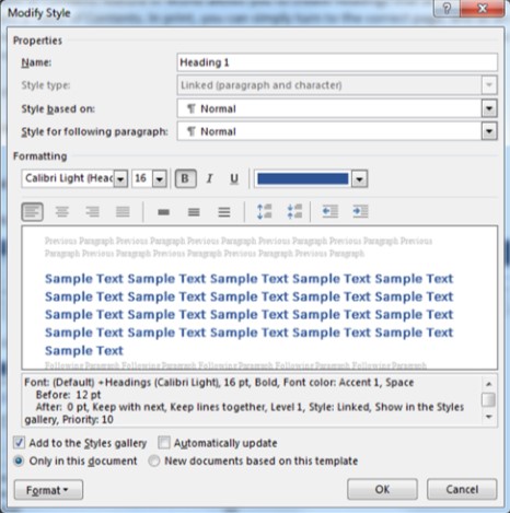 Modify Heading Details
